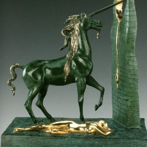 Salvador Dali Lady And The Unicorn Sculpture For Sale