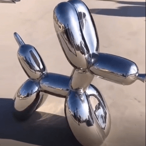 silver balloon dog sculpture