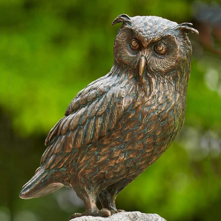 Bronze Horned Owl Statue For Sale - SevenTreeSculpture