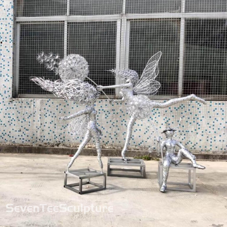 dancing fairy statue steel wires fairy garden