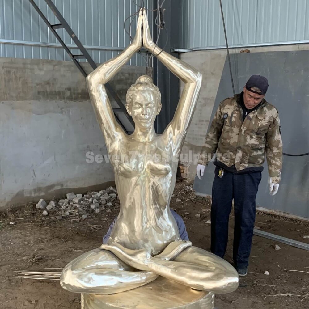 Bronze Life Size Yoga Sculpture for Sale - Image 3